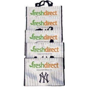 Reusable Shopping/Grocery Tote Bags Fresh Direct NY Yankees Print (5 Bags)